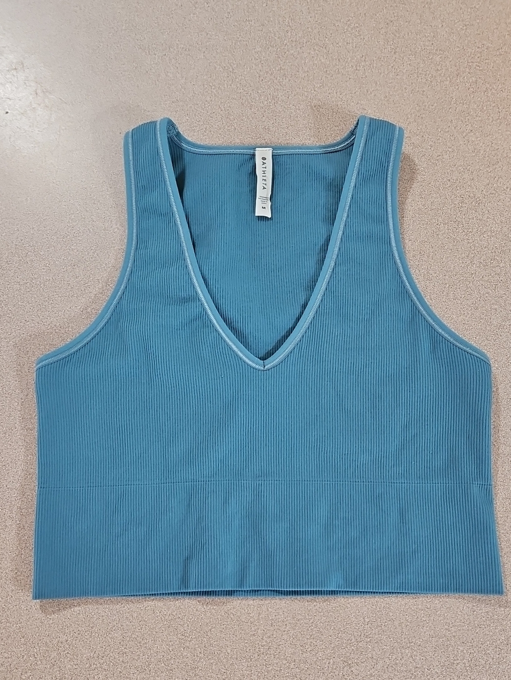Athleta Aurora Ribbed Seamless Blue Tank Top Sz Med Womens